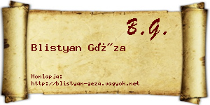 Blistyan Géza névjegykártya